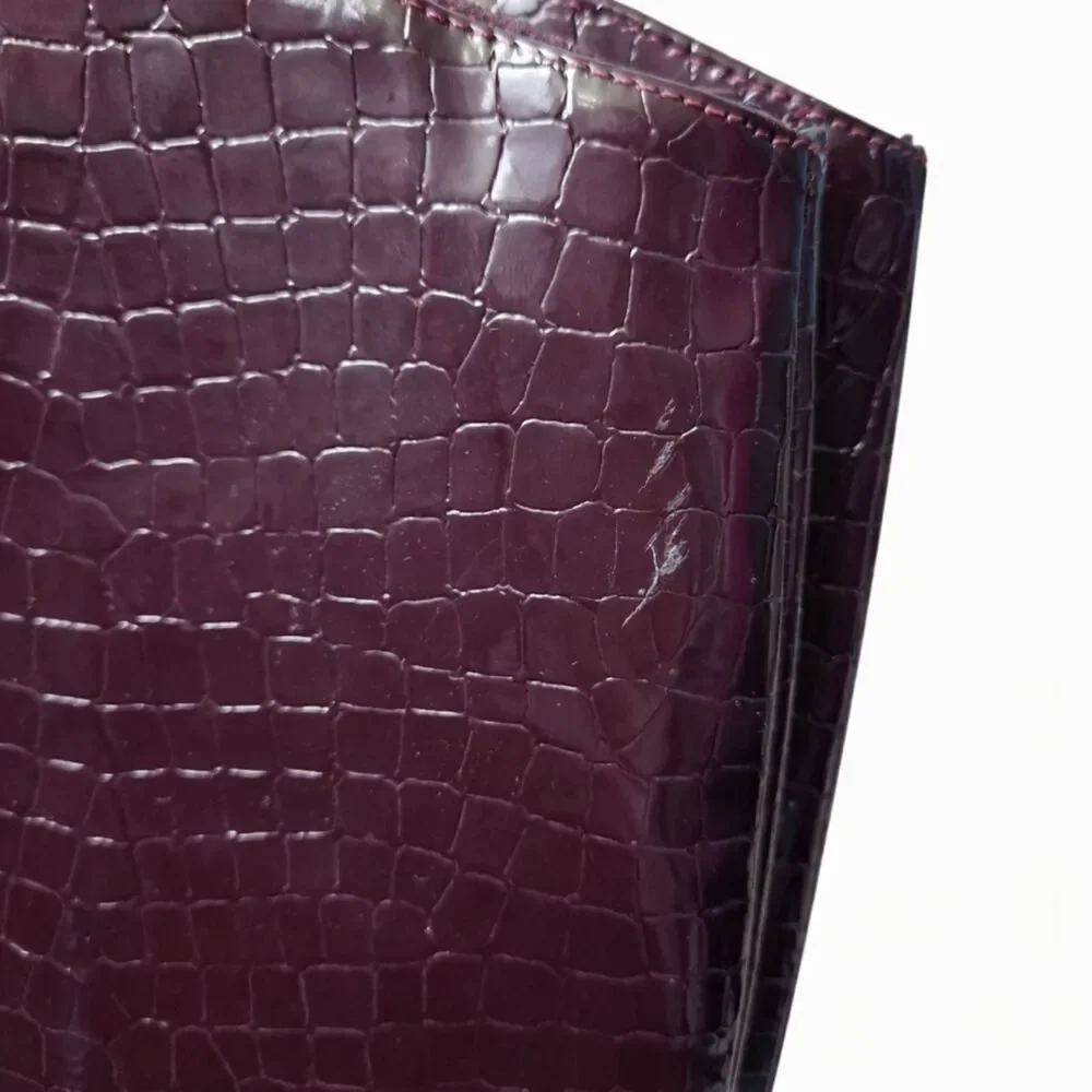 Splendid Jett Knee High Boots Burgundy Croc Embossed Side Zip Size 7.5